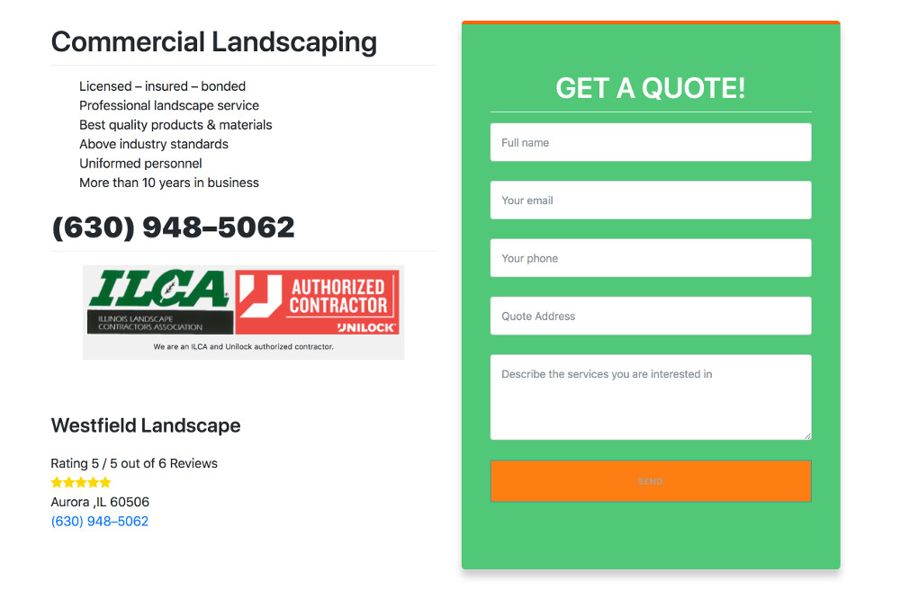 landscaping website design