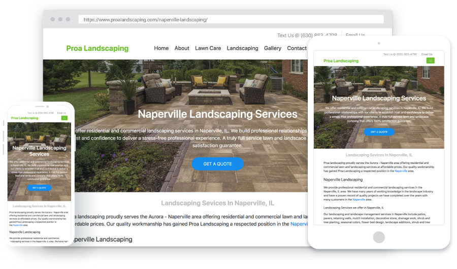 Landscaping website portfolio showcase in devices