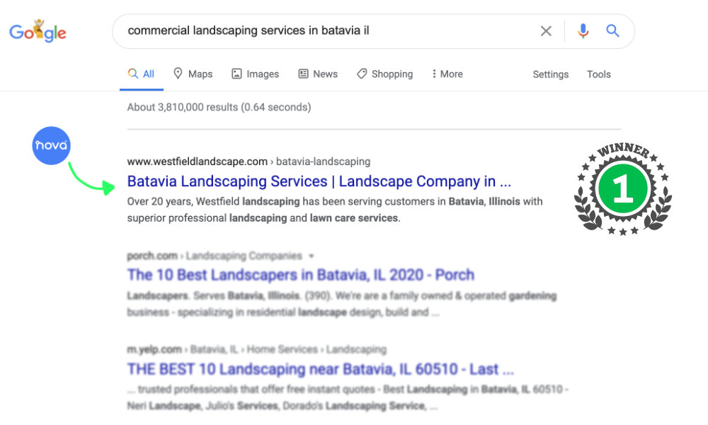 Top search result for small landscaping business